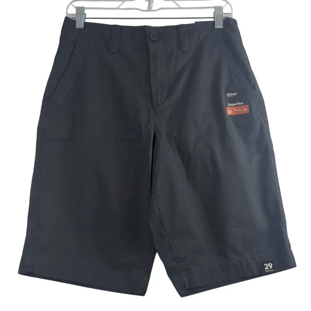 Urban Pipeline Superflex Shorts 29 Hits At The Knee Charcoal Gray Flat Front NWT